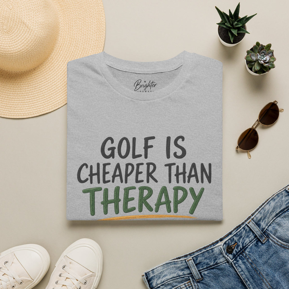 Golf Is Cheaper Than Therapy - Beer Golf T-Shirt