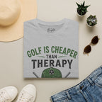 Golf Is Cheaper Than Therapy - Skull With Hat Golf T-Shirt