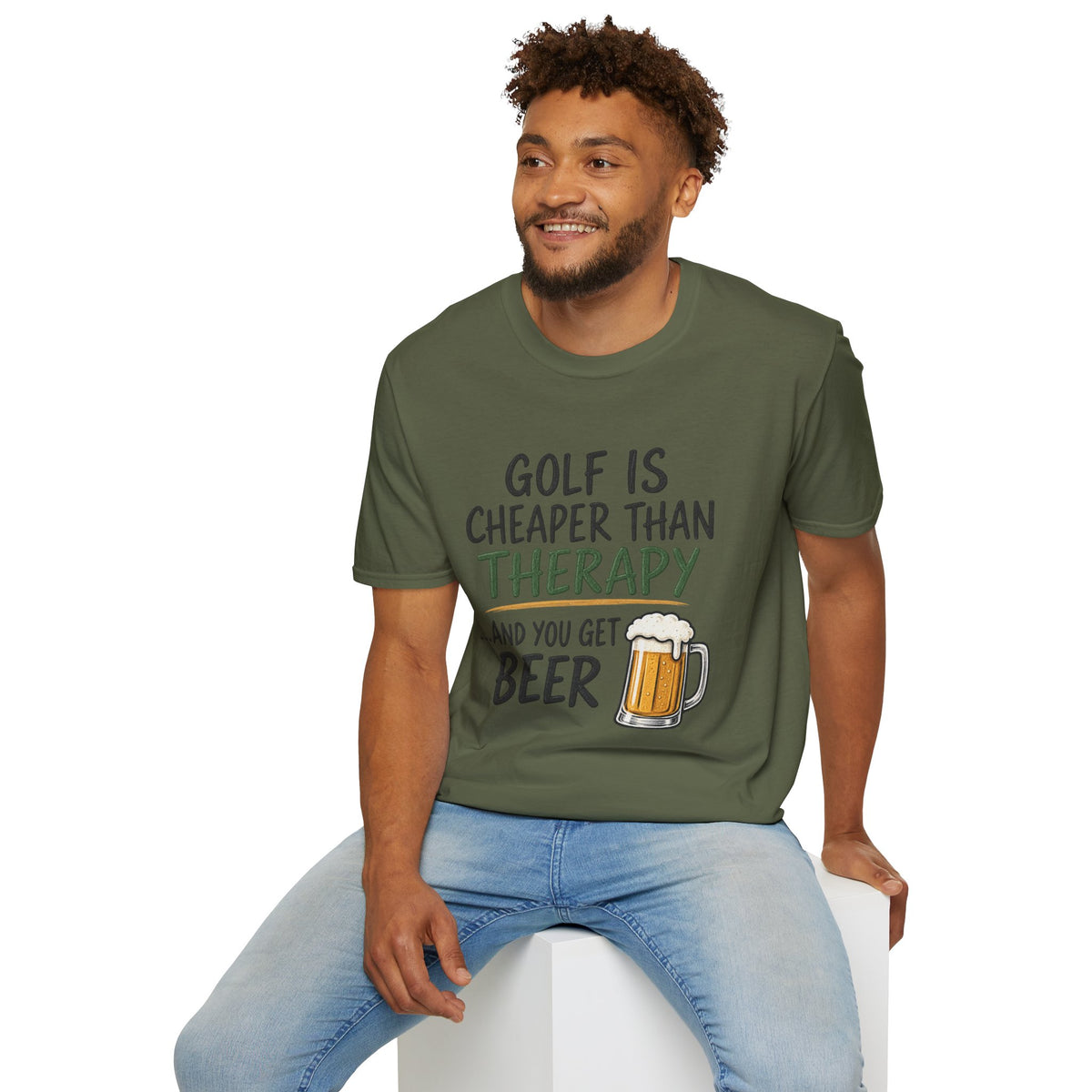 Golf Is Cheaper Than Therapy - Beer Golf T-Shirt