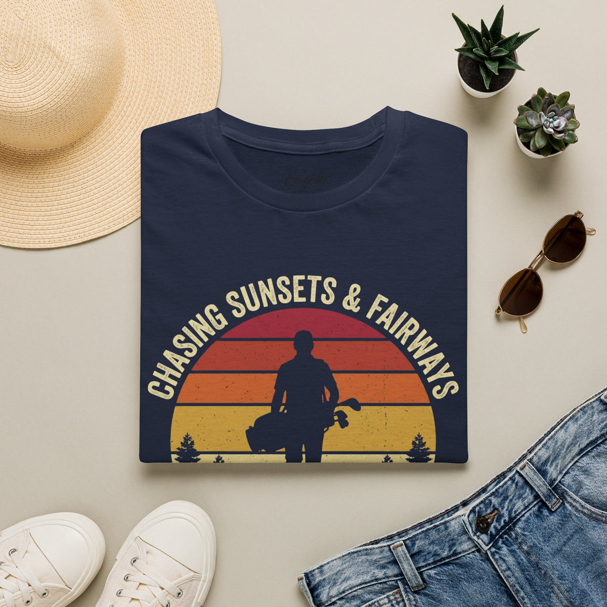 Chasing Sunsets And Fairways Golf T-Shirt