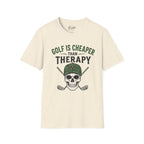 Golf Is Cheaper Than Therapy - Skull With Hat Golf T-Shirt