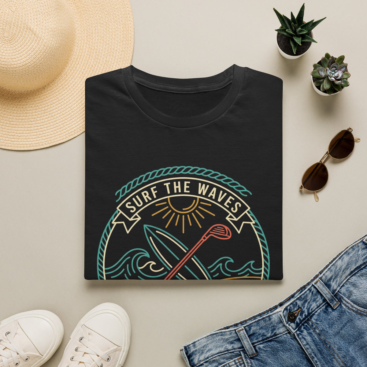 Surf The Waves, Hit The Ditches Golf T-Shirt