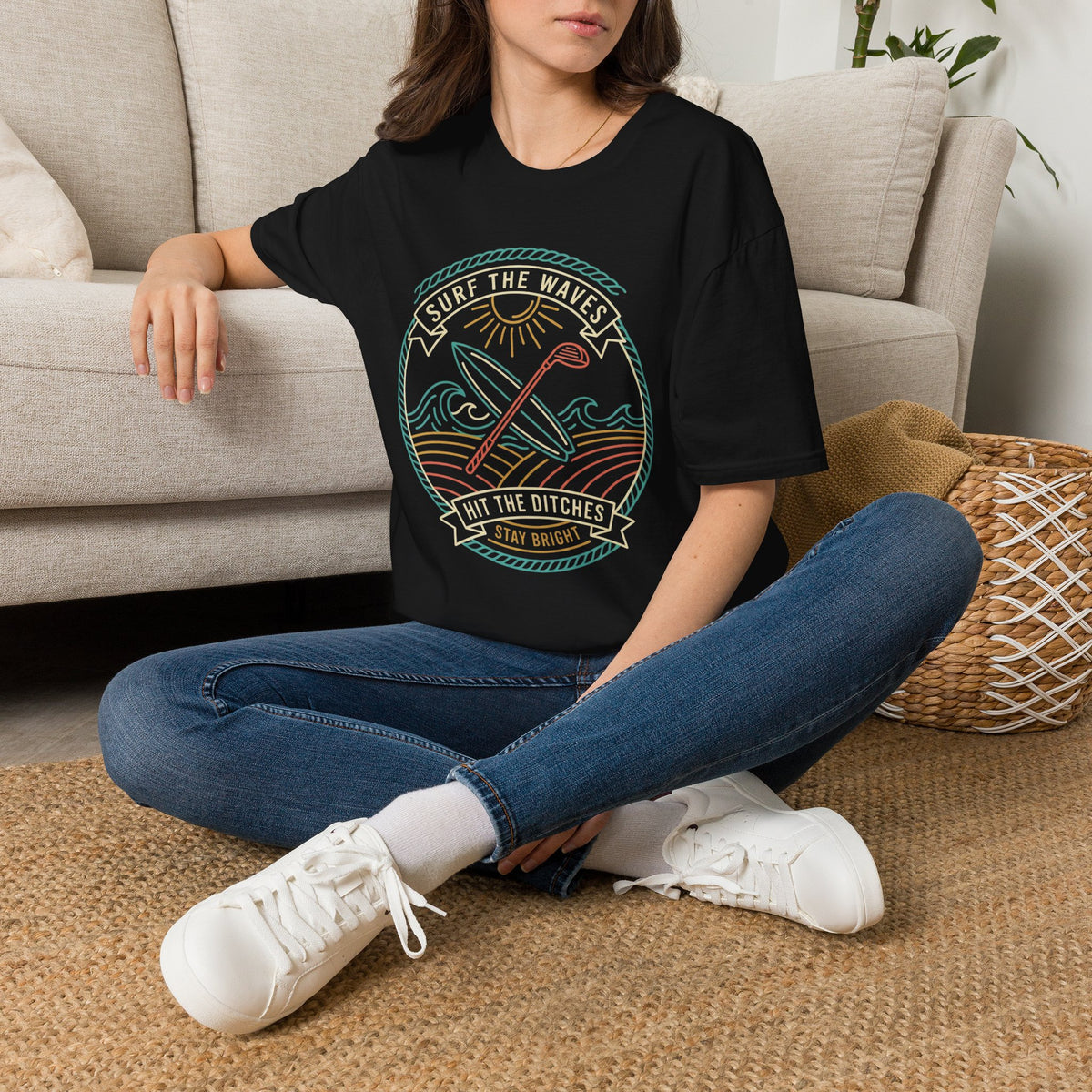 Surf The Waves, Hit The Ditches Golf T-Shirt
