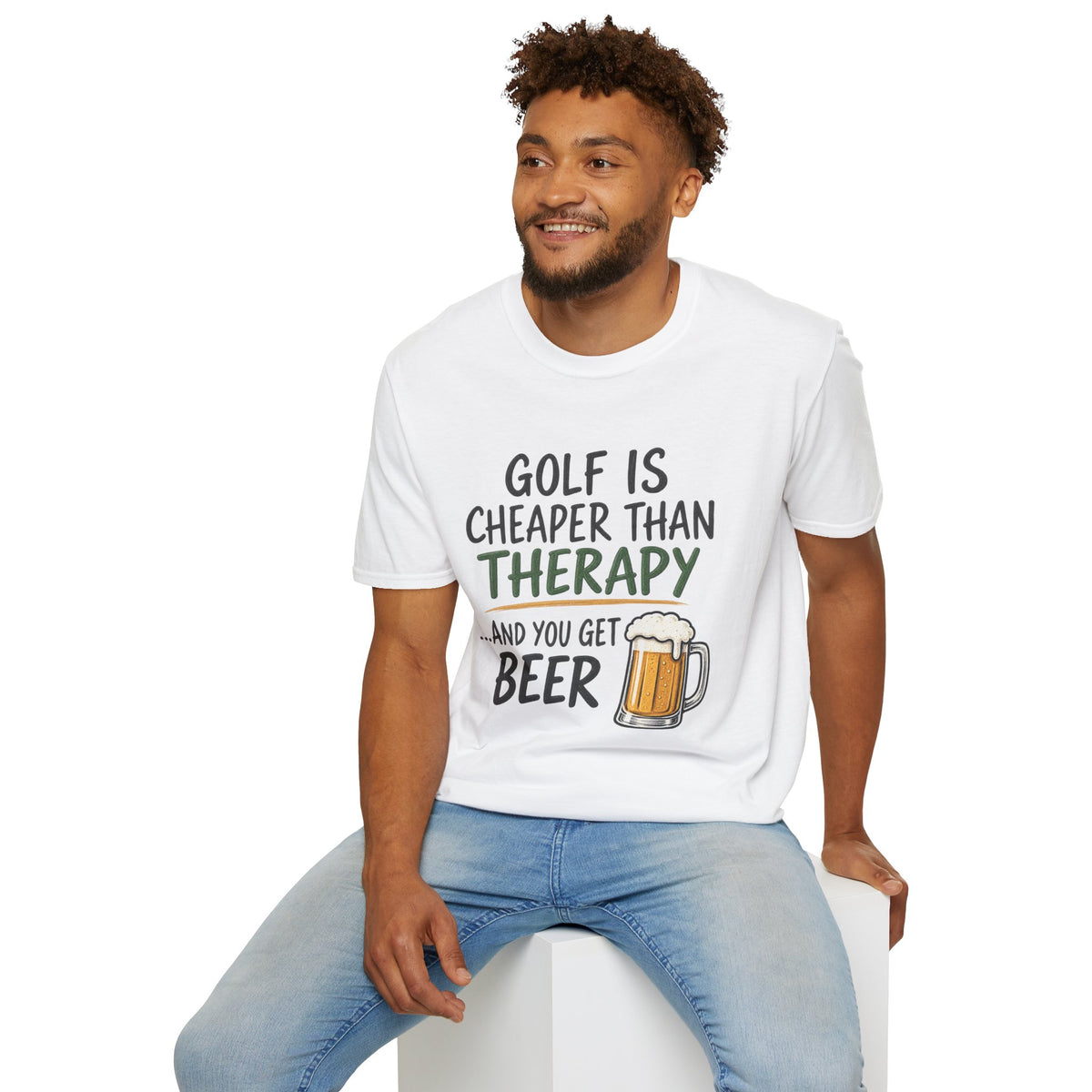 Golf Is Cheaper Than Therapy - Beer Golf T-Shirt
