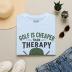 Golf Is Cheaper Than Therapy - Skull With Hat Golf T-Shirt